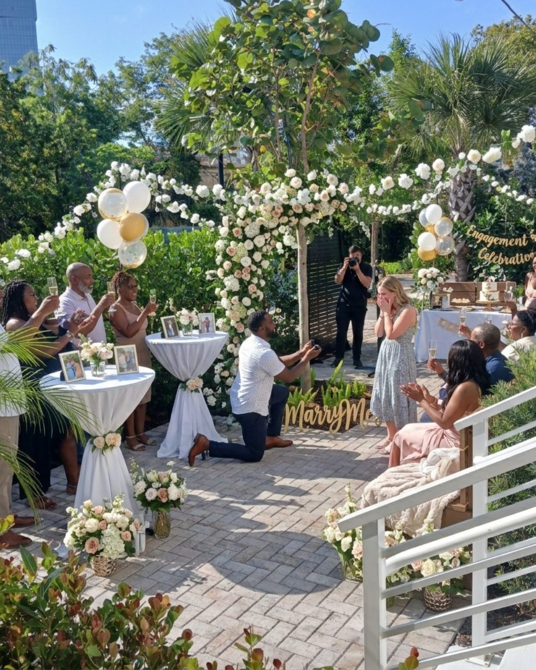 Proposal in the decorated Wild Rose garden